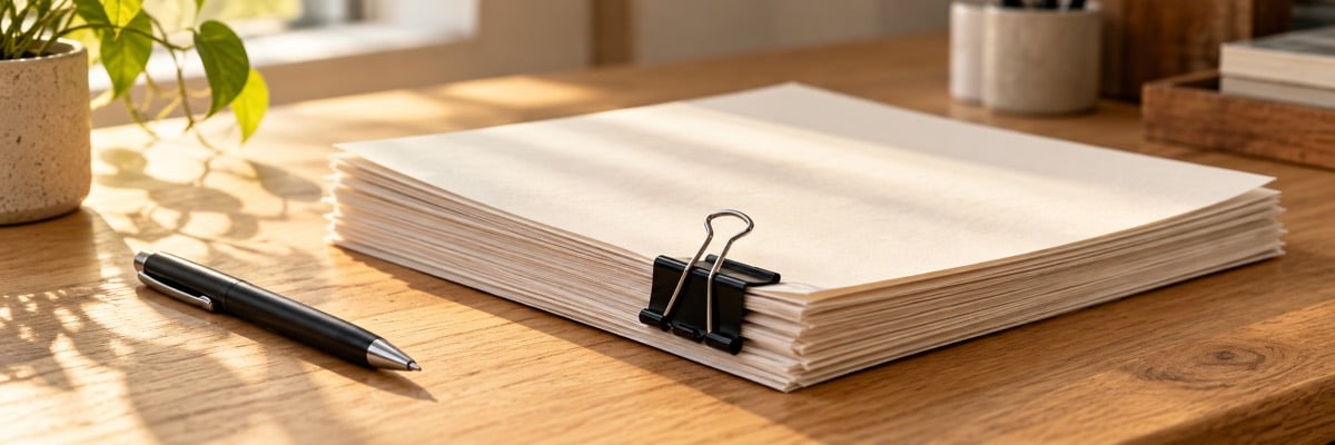 Neatly clipped paperwork