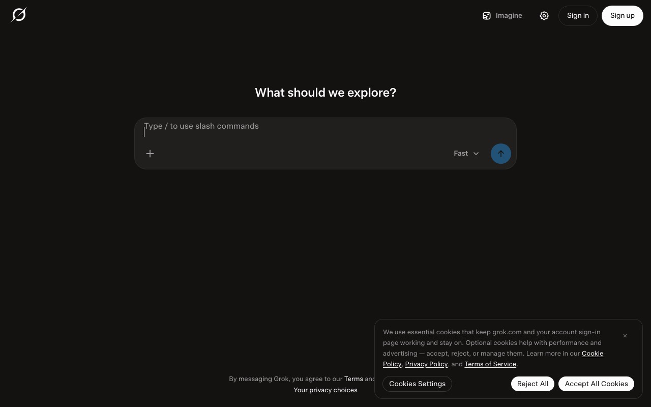 What Grok Bot’s website looks like before you sign in